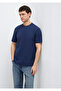 Textured Navy Blue Basic T-Shirt Regular Fit / Normal Cut 0610277-70492 - 2