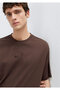 Embroidered Brown T-Shirt Loose Fit / Comfortable Loose Cut 0610100-88067 - 2