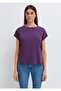 Crew Neck Purple Basic T-Shirt Regular Fit / Normal Cut 1614177-70666 - 4