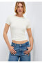 Ecru Basic T-Shirt Fitted / Body-Fitting Cut 1613811-70048 - 2