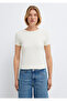 Ecru Basic T-Shirt Fitted / Body-Fitting Cut 1613811-70048 - 3