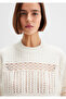 Round Neck Ecru Sweater Loose Fit / Relaxed Fit 1710881-80194 - 5