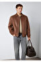 Brown Faux Leather Jacket Loose Fit / Relaxed Fit 0110775-70242 - 3