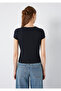 Navy Blue Basic T-Shirt Fitted / Bodycon Cut 1613808-70489 - 5