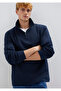 Semi-Zip Navy Blue Sweatshirt 0S10537-86623 - 3