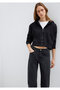 Hooded Black Basic Crop Sweatshirt 1S10388-900 - 2