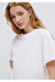Embroidered White Basic T-Shirt Loose Fit / Comfortable Cut 1613225-620