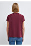 V-Neck Claret Red Basic Viscose T-Shirt Regular Fit 167714 -70393 - 5