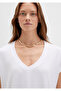 V-Neck White Basic Viscose T-Shirt Regular Fit 166449 -620 - 6