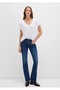V-Neck White Basic Viscose T-Shirt Regular Fit 166449 -620 - 2