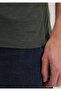 Stretch V-Neck Green Basic T-Shirt Fitted / Fitted Cut 061748 -25752 - 6