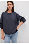 Crew Neck Navy Blue Basic Sweatshirt 1610198-70726 - 2