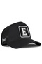 Black Trucker Hat with Letter E Logo