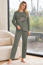 Green Heart Patterned Cashmere Pajama Set - 2