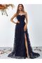 3D Daisy Strapless Long Evening Dress - 3