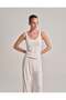 Women's Thick Strap Sleeveless Undershirt Ecru Single Item Straight Cut Daily Basic - 3