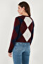 Regular Fit Crew Neck Diamond Patterned Buttoned Crop Cardigan Women's Cardigan 4615570 - 7