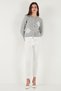 Premium Tulle Flower Detailed Regular Fit Crew Neck Buttoned Knitwear Cardigan Women's Cardigan 680Hi002421 - 3
