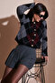 Regular Fit Crew Neck Diamond Patterned Buttoned Crop Cardigan Women's Cardigan 4615570 - 3