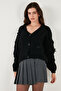 Oversize Fit V-Neck Bow Detailed Buttoned Cardigan Women's Cardigan 4615577 - 6