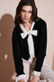 Premium Lace-Up Collar Regular Fit Buttoned Knitwear Cardigan Women's Cardigan 680Hi00251 - 3
