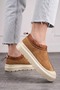 Daily Women's Boots Brown Beige Thick Heeled Patterned Sole Fur Inside Adjustable Elastic Bootie 357 - 3