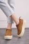 Daily Women's Boots Brown Beige Thick Heeled Patterned Sole Fur Inside Adjustable Elastic Bootie 357 - 5