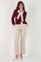 Premium Lace-Up Collar Regular Fit Buttoned Knitwear Cardigan Women's Cardigan 680Hi00251 - 4