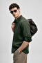 Pitaya Men's Linen Shirt Comfort Fit Dark Green - 4