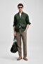 Pitaya Men's Linen Shirt Comfort Fit Dark Green