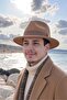 Men's Winter Felt Brown Fedora Hat |   Striped Wide Brim Classic Model - 3