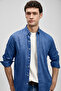 Pitaya Men's Linen Shirt Comfort Fit Cobalt Blue - 5