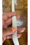 Embroidered Tricot with Shiny Strip Sewing Trim 1 cm Wide (1 Meter) Cream Color