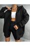 Women's Winter Gray Sweatshirt Hooded Zippered Cardigan - 3