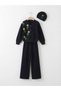 Girl's New Year Themed Knitwear Cardigan Beret Trousers 3-Piece Set - 6