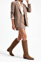 Women's Pointed Toe Cowboy Bellows Zipperless Western Boots Mivez Tan Suede - 2