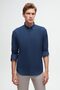 Ds Damat Slim Fit Indigo Oxford Buttoned Collar Easy-Ironing Cotton Shirt with Embroidery Detail