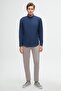 Ds Damat Slim Fit Indigo Oxford Buttoned Collar Easy-Ironing Cotton Shirt with Embroidery Detail - 5