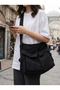 Women's Double Pocket Adjustable Strap Messenger Bag Black - 2