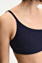 Navy Blue Hailey One-Shoulder Textured Bikini Top - 3