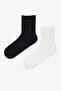 Black and White Ruffle Mesh 2-Piece Socks