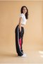 Unisex Black Red Color Block Wide Leg Striped Sweatpants with Elastic Waist - 4