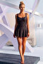 Full Lycra Gathered One-Piece Swimsuit with Shorts and Chest Pads - 2