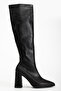 Gemma Heeled Pointed Toe Stretch Boots Black - 3