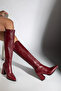 Gemma Heeled Pointed Toe Stretch Boots Burgundy - 2