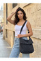 Women's Double Pocket Adjustable Strap Messenger Bag Gray