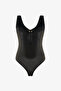 Black Deep V Velvet Bodysuit - 6