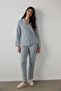 Dark Green Lazy Morning Striped Cotton Shirt Collar Pajama Set
