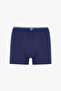 Men's Blue Check Geometric Patterned 3-Piece Boxers - 3