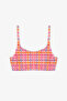 Girl's Pink Vicky Halter Gingham Patterned Bikini Set - 2